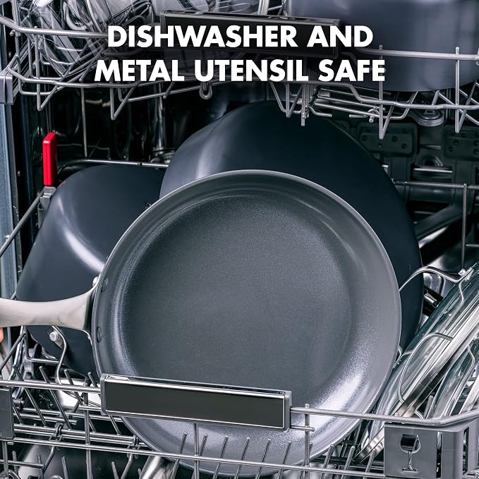 GreenPan Canterbury 10 Piece Cookware Pot and Pans Set, Hard Anodized PFAS-Free Healthy Ceramic Nonstick, Stainless Steel Handles, Versatile Cooking Essentials, Dishwasher & Oven Safe, Clay