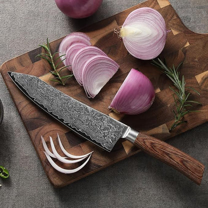 Wakoli EDIB Pro Premium Kiritsuke Chef's Knife – Japanese-Style Kitchen Knife | 8-Inch Blade Made of 67-Layer Genuine Damascus Steel with Pakkawood Handle | Sharp, Durable, Professional Cooking Tool