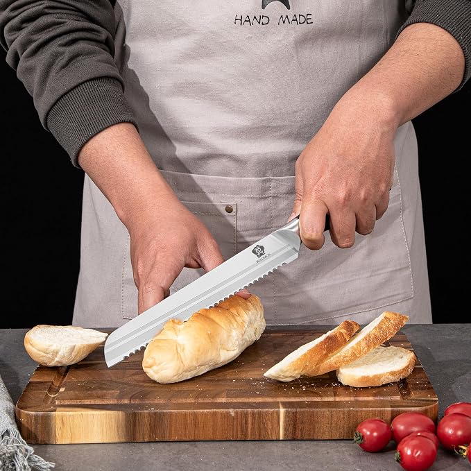 WILDMOK Professional Knife Set, 5 Pieces Kitchen Knife Set, German Stainless Steel Chef Knife Set withGift Box, Black Pakkawood Handle