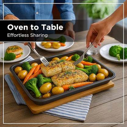 Wrenbury Quarter Sheet Pan Set of 2 - Carbon Steel Non-Stick ¼ Cake Baking Tray - Non Toxic Cookie Pan for Traybake - 13” x 9”