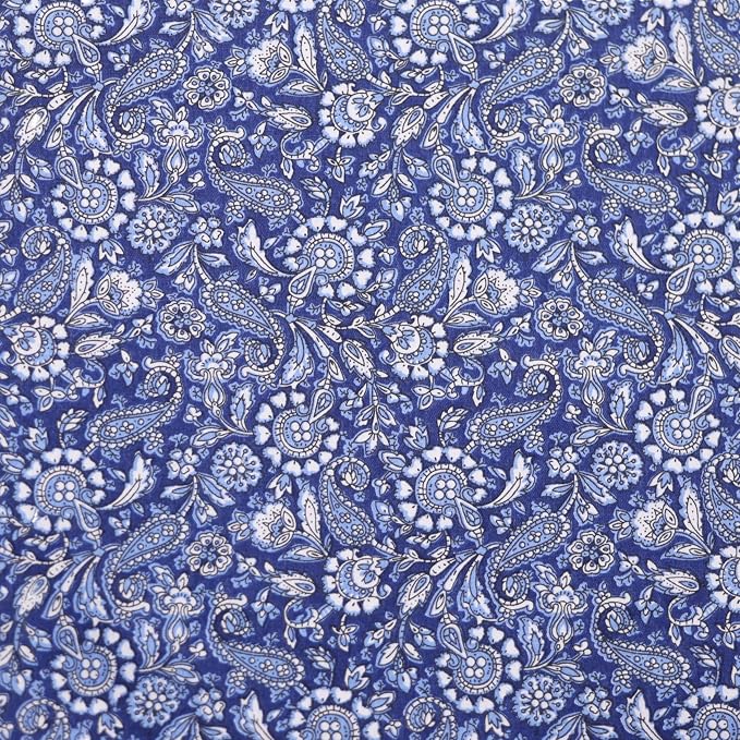 Nodsaw 14Pcs Vintage Floral Paisley Fat Quarter Fabric, Fall Navy Dark Blue | 100% Soft Cotton, Precut 18x22 inch Quilting Material Bundle For Sewing, Quilts, Bags, DIY Crafts, Upholstery