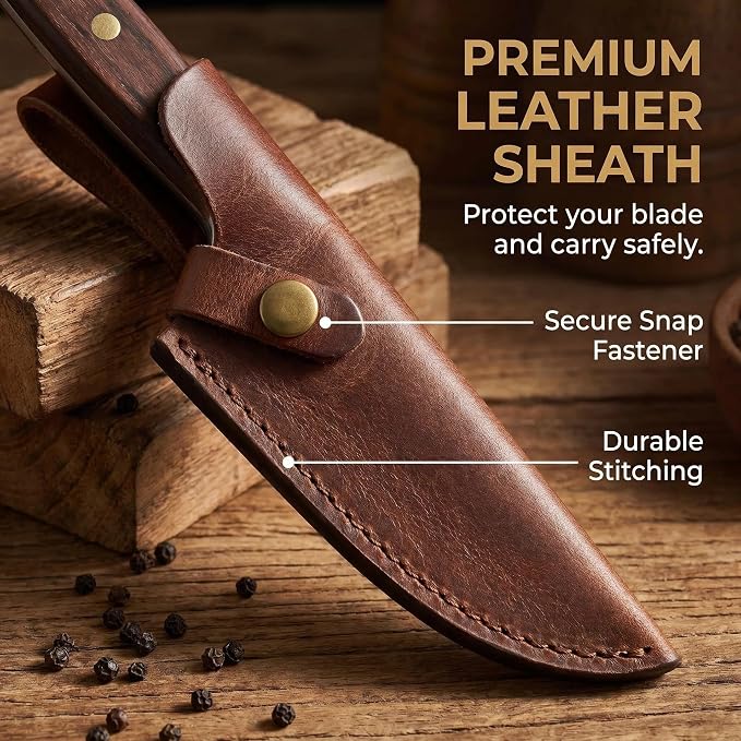 Premium 3PCS Boning Knife Set, Stainless Steel Kitchen Knife Set with Sheath, Ultra-Sharp Chef Knife Set for Meat, Fish, Fruit, Camping & Outdoor Cooking, Comfortable Grip