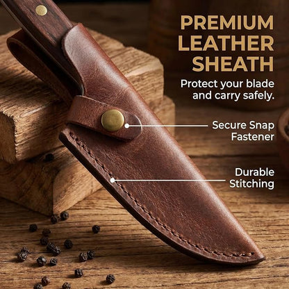 Premium 3PCS Boning Knife Set, Stainless Steel Kitchen Knife Set with Sheath, Ultra-Sharp Chef Knife Set for Meat, Fish, Fruit, Camping & Outdoor Cooking, Comfortable Grip