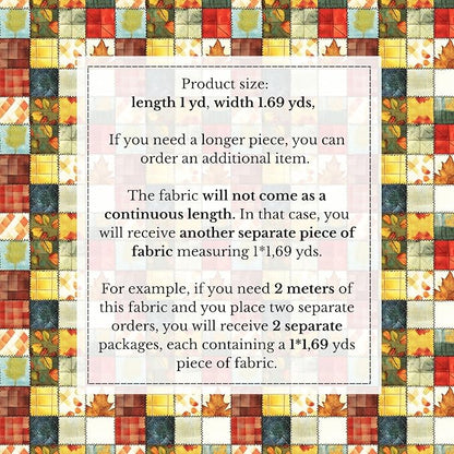 100% Cotton Fabric by the Yard – Turkish Quality Quilting & Sewing Fabric, 1 Yard x 1.69 Yards Wide, Patchwork Cotton for Crafts