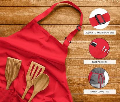 Utopia Kitchen 10 Pack Bib Apron Adjustable with 2 Pockets, Water and Oil Resistant, Cooking Kitchen Chef Apron for Women Men