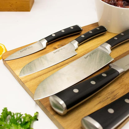 Berghoff Antigua 5Pc Knives With Case German Steel Etched Blade Ergonomically Designed Triple-riveted Handle Sharp & Well Balanced Satin Finish