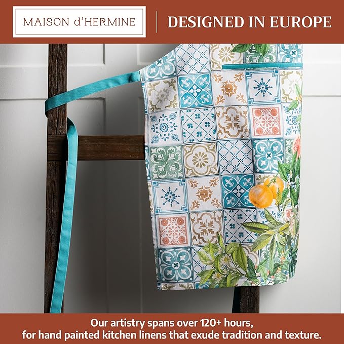 Maison d' Hermine 100% Cotton Apron for women with Pocket Kitchen Chef Apron for Men Cooking Spring Summer