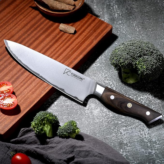 Japanese Chef Knife 8 Inch Kitchen Sharp Knife High Carbon Steel AUS10 with Ebony Wood Handle Professional Chefs Knife for Cutting Meat Vegetable