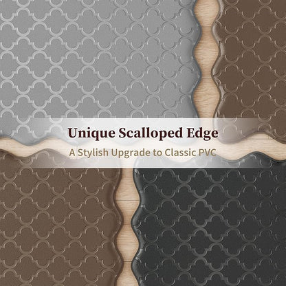 Arenarug Upgrade Scalloped Embossed Kitchen Mats for Floor 2PCS Cushioned Anti Fatigue Waterproof Foam Kitchen Rugs Non Slip Washable Comfort Standing Mat for Sink Laundry, 24"x39"+24"x59", Grey