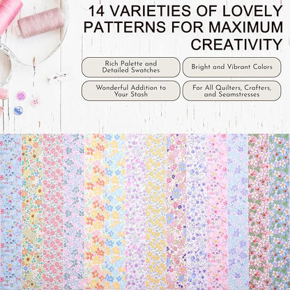 Nodsaw Jelly Roll Fabric Strips for Quilting, Crafting, and Sewing, 42 Strip Bundle, Soft Cotton for Blanket, Rug, Upholstery, Home Decor, and Purse Making, Spring Pastel Floral