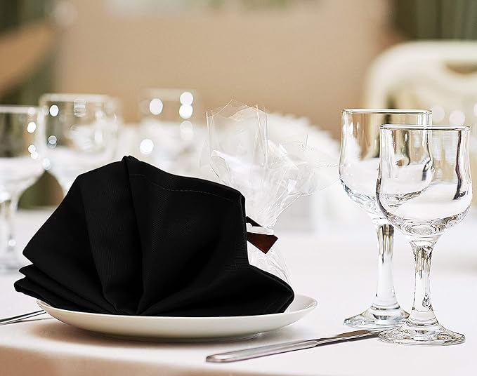 Utopia Kitchen Black Cloth Napkins 288 Pack (18x18 Inches), Commercial Grade Dinner Napkins Bulk, Absorbent Cotton Blend, Washable Reusable for Restaurant, Hotel, Wedding, Lunch and Banquet