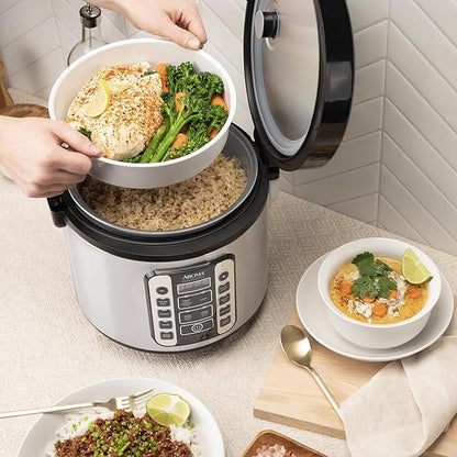 Aroma Housewares AROMA® Professional 20-Cup (Cooked) / 5Qt. Digital Rice Cooker, Steamer, and Slow Cooker Pot with 10 Smart Cooking Modes, Including Sauté-then-Simmer®