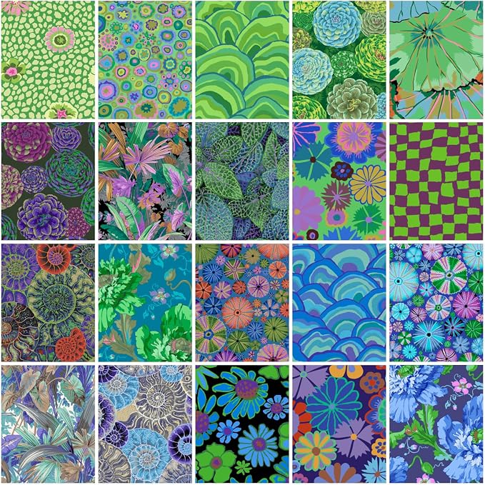 Kaffe Fassett Collective August 2024 Cool 20 Fat Quarters FreeSpirit Fabrics