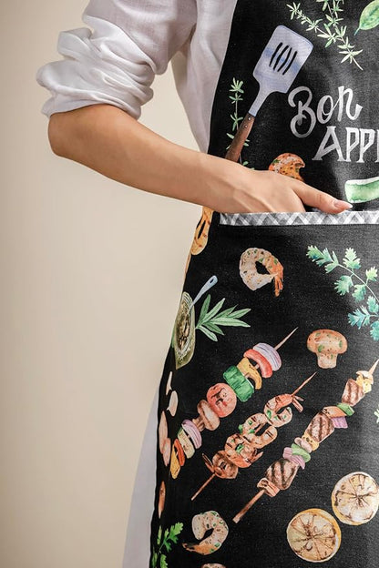 Maison d' Hermine 100% Cotton Apron for women with Pocket Kitchen Chef Apron for Men Cooking Spring Summer