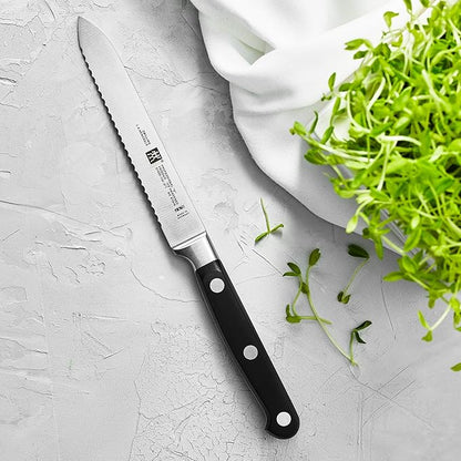 ZWILLING Professional S 5-inch Razor-Sharp German Serrated Utility Knife, Made in Company-Owned German Factory with Special Formula Steel perfected for almost 300 Years, Dishwasher Safe