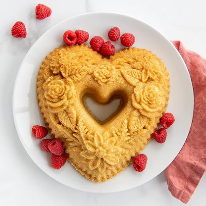 Nordic Ware Wildflower Heart Bundt, 6 Cup, Toffee