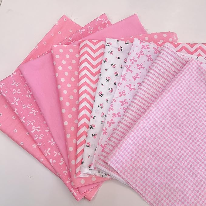 7 pcs 20" x 20" Cotton Fabric DIY Making Supplies Quilting Patchwork Fabric Fat Quarter Bundles DIY for Quilting Cotton Patchwork Cushions (14pcs Light Pink, 20" x 20")