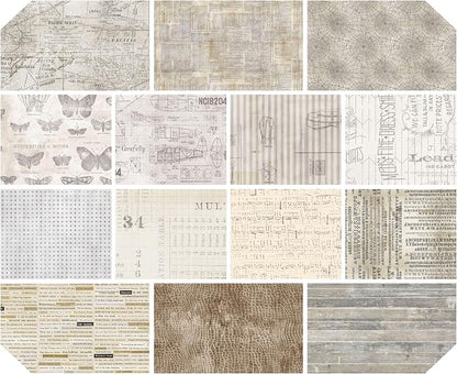 Foundations Low Volume Fat Quarter Bundle (14 Pieces) by Tim Holtz Eclectic Elements for FreeSpirit