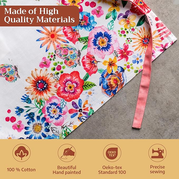 Maison d' Hermine 100% Cotton Apron for women with Pocket Kitchen Chef Apron for Men Cooking Spring Summer
