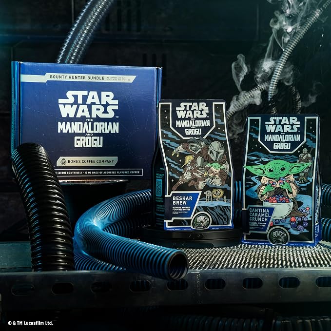Bones Coffee Company Star Wars Bounty Hunter Bundle Collector's Box - 2 Flavored Coffees - Low Acid Medium Roast Arabica Beans - Specialty Gifts, Auto Drip and French Press Compatible - 12 oz Pack of 2 Ground