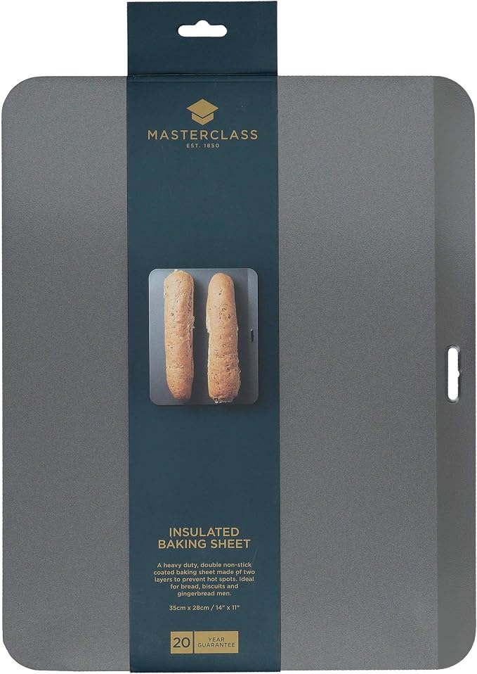 MasterClass Baking Sheet with PTFE, PFOA and BPA Free Non Stick, Robust 1mm Thick Carbon Steel, 35 x 28cm