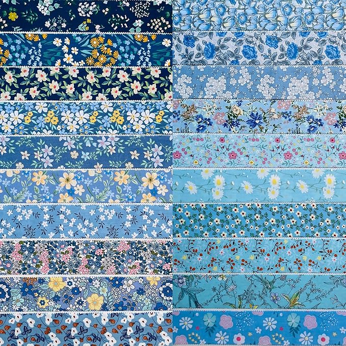 40 Strip Jelly Roll Fabric Strips for Sewing, 100% Cotton Fabric for Quilting Crafting, Precut Fabric Bundles, Patchwork Precut Quilt Squares-2.5" x 44" Tears of The Atlantic