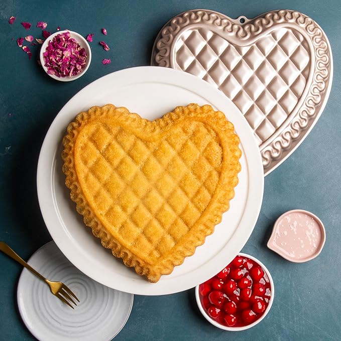 Nordic Ware Formed Quilted Heart Pan, 9 Cup, Golden Hour