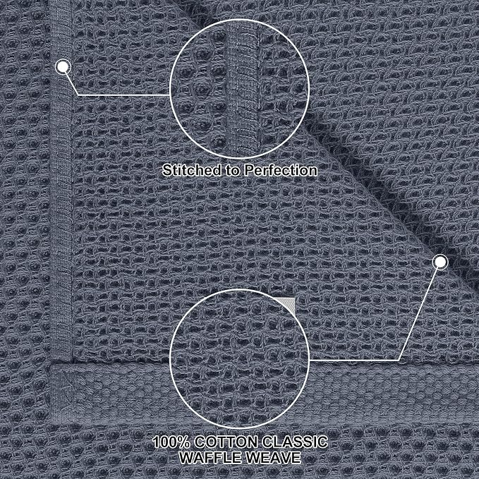 Homaxy 100% Cotton Kitchen Towels and Dishcloths Set, 12 x 12 Inches and 13 x 28 Inches, Set of 12 Bulk Kitchen Towels Set, Ultra Soft Absorbent Dish Cloths for Washing Dishes, Dark Grey