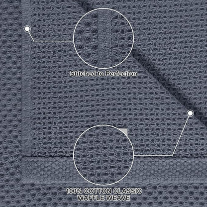 Homaxy 100% Cotton Kitchen Towels and Dishcloths Set, 12 x 12 Inches and 13 x 28 Inches, Set of 12 Bulk Kitchen Towels Set, Ultra Soft Absorbent Dish Cloths for Washing Dishes, Dark Grey