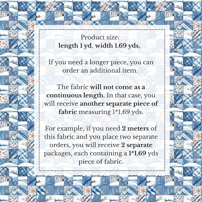 100% Cotton Fabric by the Yard – Turkish Quality Quilting & Sewing Fabric, 1 Yard x 1.69 Yards Wide, Patchwork Cotton for Crafts