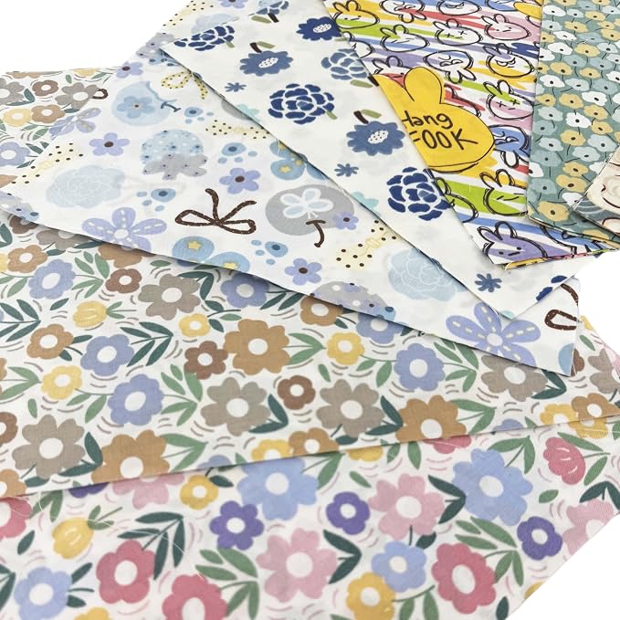 Sunflower Geometric Floral Layer Cake Fabric,10x10 Inch Pre-Cut Cotton Square Quilting Supplies Clearance for Sewing & DIY Crafts (42Pcs)