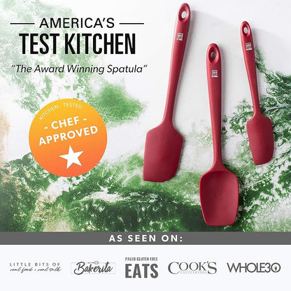 DI ORO Silicone Spatula Set - Rubber Kitchen Spatulas for Baking, Cooking, & Mixing - 600°F Heat-Resistant & BPA Free Silicone Scraper Spatulas for Nonstick Cookware - Dishwasher Safe (4pc, Red)