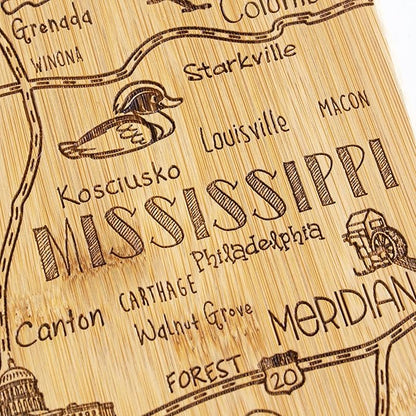 Totally Bamboo Destination Mississippi State Shaped Serving and Cutting Board, Includes Hang Tie for Wall Display