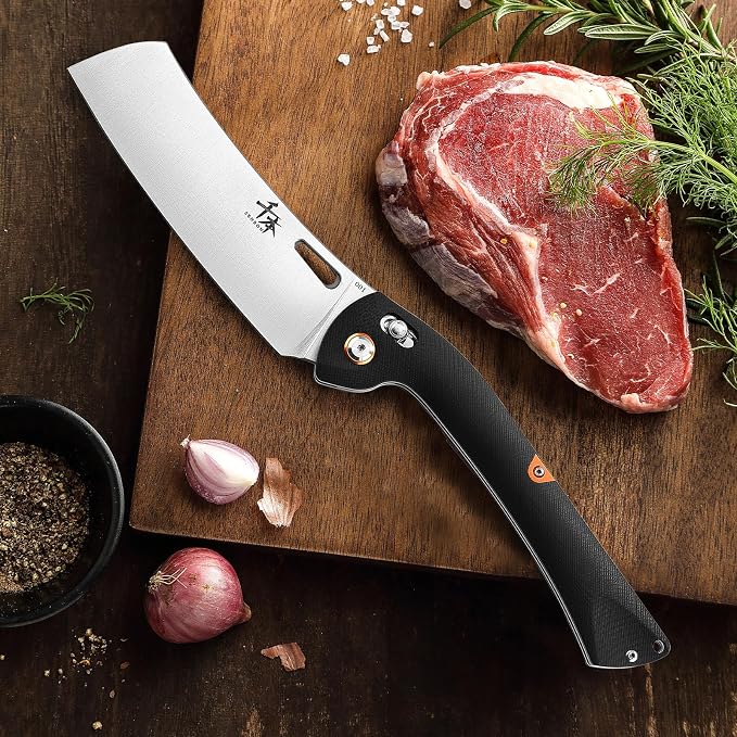 SENBON 440 Stainless Steel Lightweight Ultra Sharp Pocket Folding Chef Knife Peeling Utility Knife Fruit Knife g10 Handle with Back Clip