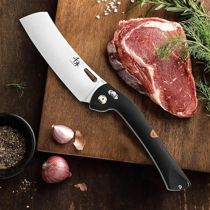 SENBON 440 Stainless Steel Lightweight Ultra Sharp Pocket Folding Chef Knife Peeling Utility Knife Fruit Knife g10 Handle with Back Clip