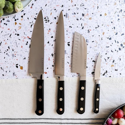 Lamson Premier Forged 8" Chef's Knife, Hi-Carbon Stainless Steel Blade, Triple Riveted for Balance, Ideal for Dicing, Slicing & Chopping, Kitchen Knives - Midnight Handle