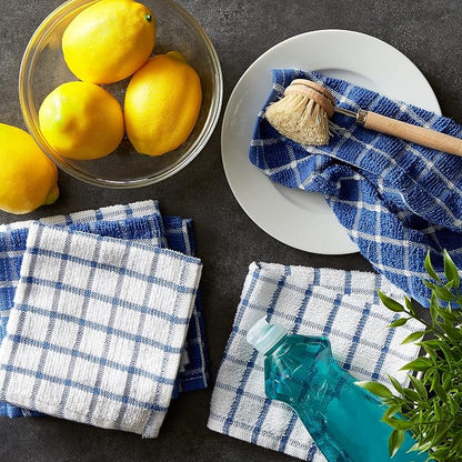 DII Basic Terry Collection Windowpane Dishcloth Set, 12x12, Blueberry, 6 Piece