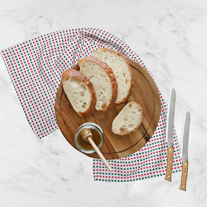 Urban Villa Christmas Kitchen Towels 100% Cotton Dish Towels for Kitchen (Set of 6) 20”x30” Dish Cloths Highly Absorbent Kitchen Linen Set with Hanging Loop Perfect for Drying Dishes-Red Green White