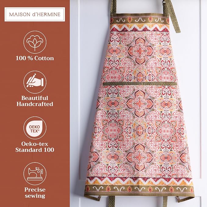 Maison d' Hermine 100% Cotton Apron for women with Pocket Kitchen Chef Apron for Men Cooking Spring Summer