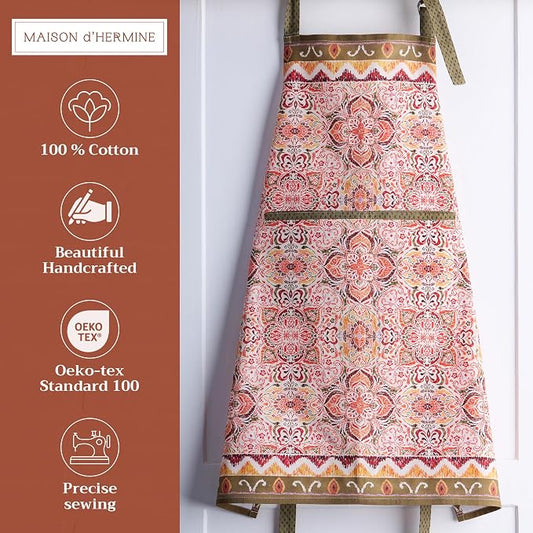 Maison d' Hermine 100% Cotton Apron for women with Pocket Kitchen Chef Apron for Men Cooking Spring Summer