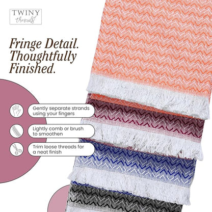 TWINY threads Kitchen Dish Towel Chevron Weave Mixed Color Pack, Premium 100% Cotton Kitchen Linen Set, Absorbent Quick Drying Dish Rags, Washable Reusable Multi Purpose, Set of 12, 16x26 Inches