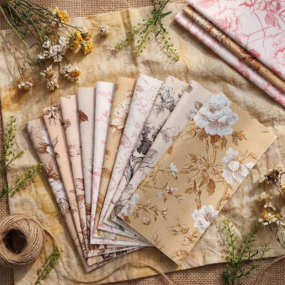 Tatuo 30 Pcs 10 x 10 Inches Dusty Rose Brown Cotton Fabric Bundle Squares Patchwork Floral Fabric Sewing Quilting Bundles Assorted Pattern Cloth for DIY Scrapbook Craft Making