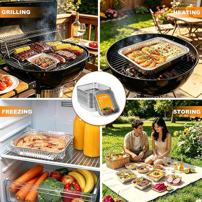 8x8 Foil Pans 50 Pack, Heavy Duty Square Disposable Baking Cake Pans, Disposable Food Containers Great for Baking Pans, Cooking, Heating, Parties Meal Prep, Storing, Breads, Brownies, Meatloaf,Lasagna