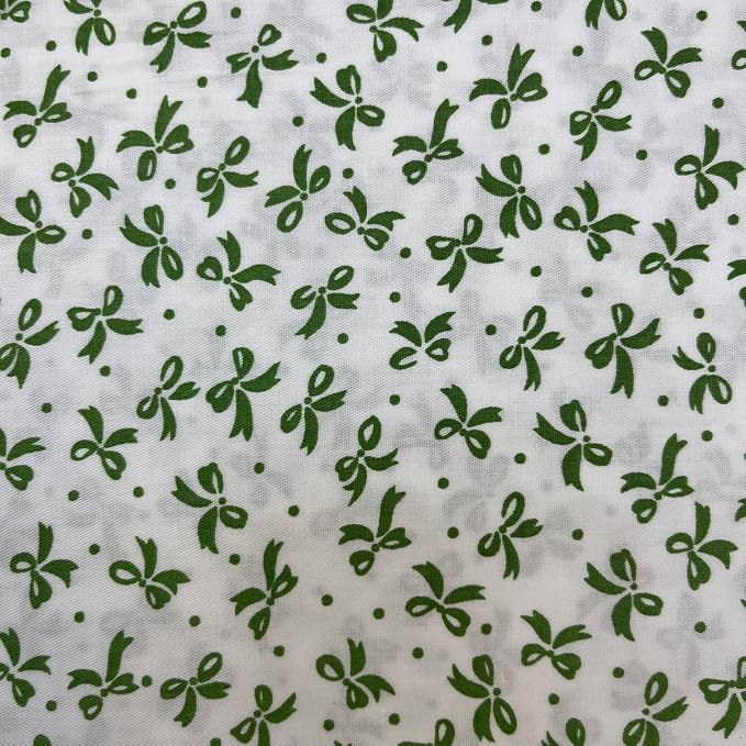 7 pcs 20" x 20" Cotton Fabric DIY Making Supplies Quilting Patchwork Fabric Fat Quarter Bundles DIY for Quilting Cotton Patchwork Cushions (Green Bow, 20" x 20")