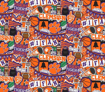 Clemson University Tigers Fabric – Officially Licensed Clemson University Cotton Quilting Fabric by Sykel Enterprises, Precut Yardage for Sewing & Crafts Doodle