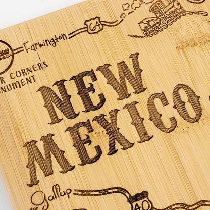 Totally Bamboo Destination New Mexico State Shaped Serving and Cutting Board, Includes Hang Tie for Wall Display