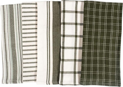 KAF Home Assorted Flat Kitchen Towels - Set of 10, 18 x 28 Inch (Olive)
