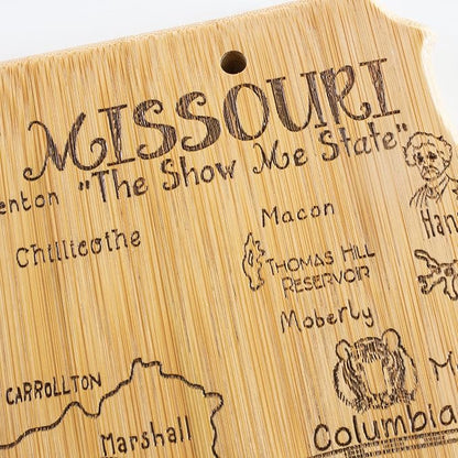 Totally Bamboo Destination Missouri State Shaped Serving and Cutting Board, Includes Hang Tie for Wall Display