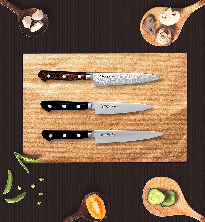 MASAMOTO VG Japanese Petty Knife 6" (150mm) Professional Kitchen Small Utility Knife, Ultra Sharp Japanese Stainless Steel Blade, Duracon Handle, Made in JAPAN