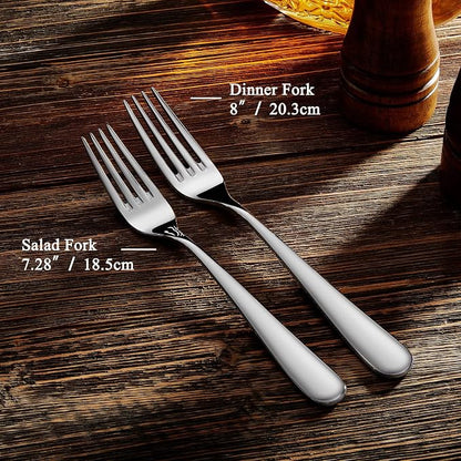 KEAWELL Premium 65-Piece Louise Silverware Set, 18/10 Stainless Steel, Service for 12, Fine Flatware Set, Smooth and Exceptional mirror finish, Dishwasher Safe (65)